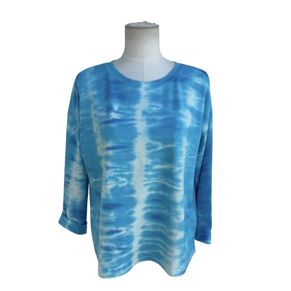 Escape by Habitat Clothes Sweatshirt S Blue Tie Dye Shibori Pullover Boho